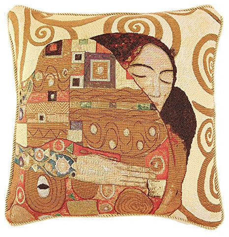 Signare Kunst Kissenbezug Hergestellt aus dekorativen Tapisserie/Doppelseitig 45x45cm / Gustav Klimt - Kuss (CCOV-Art-Klimt-3)