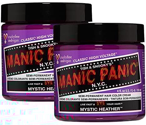 Manic Panic Mystic Heather Classic Creme, Vegan, Cruelty Free, Purple Semi Permanent Hair Dye 2 x 118ml