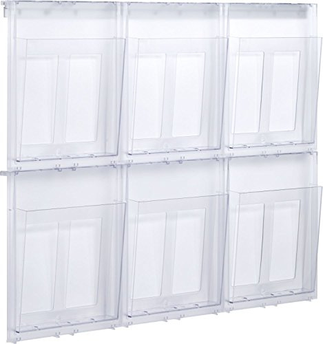 helit H6812002 - Prospekthalter Wandset Placativ, 6 Taschen, DIN A4, hoch, glasklar