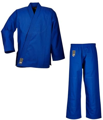 Ju-Sports SV Premium Ju-Jutsu Anzug Ronin Blau 150 I Superleichter Jujutsu Anzug für Erwachsene I BJJ Gi Herren mit eingesticktem Kanji-Zeichen I 100% Baumwolle