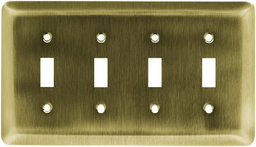Franklin Messing 126433 aus gestanztem Stahl rund Quad Kippschalter-/Switch Plate/, Messing antik Vier Schalter Single messing antik-optik