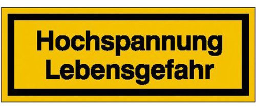 Betriebsausstattung24® Hochspannung Lebensgefahr Warnschild, selbstkl. Folie, Gröߟe 10,50x3,70cm