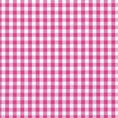 20 Servietten, 3-lagig 1/4-Falz 33 cm x 33 cm Vichy fuchsia