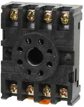 sourcing map PF083A 8 Round Pins 35mm DIN Rail Mount Socket Base for MK2P-I AH3-3 Relay