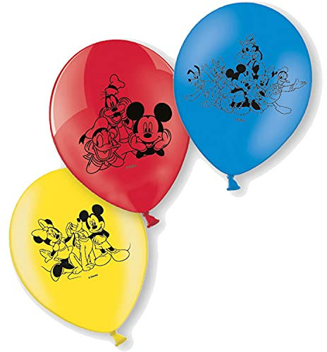 Amscan 999227 - 6 Latexballons Micky Maus, Durchmesser 22,8 cm, Dekoration, Luftballon, Geburtstag, Themenparty