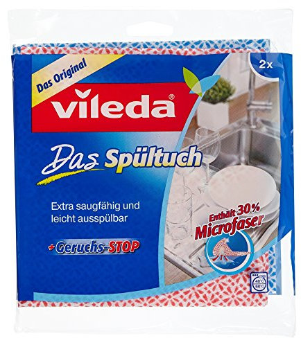 Vileda Spültuch mit 30% Microfaser für länger anhaltende hygienische Frische - 2er Pack