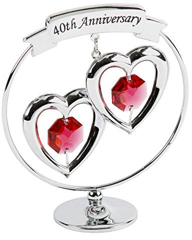 Crystocraft Happy 40th Ruby Wedding Anniversary Silver Ring Special Occasion Gift Idea SP249 by CRYSTOCRAFT