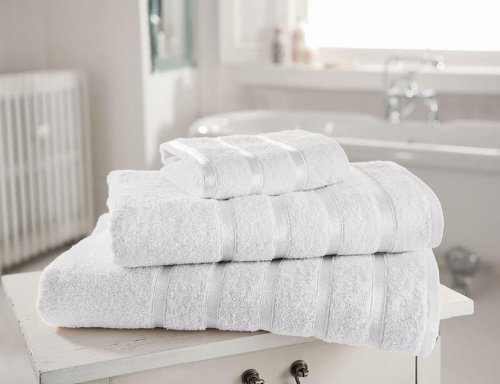 Kensington Badetücher, ägyptische Baumwolle, 600 g/m², extra weich, gestreift, Weiß, 1 Paar