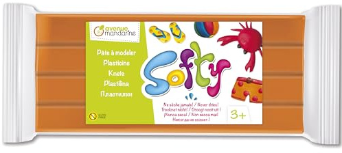 MY MANDARINE SO0870500752C - Block Knetmasse Softy, 500g, ideal ab 3 Jahren, sehr weich, glutenfrei, pflanzlich, Orange, 1 Stück