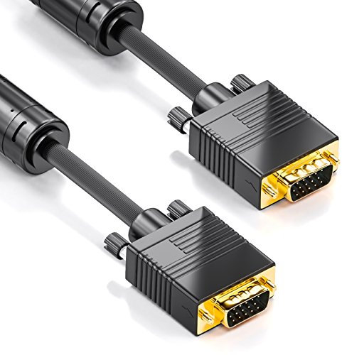 deleyCON 12,5m VGA Kabel 15-Polig - S-VGA Monitorkabel D-Sub-Stecker 1080p Full HD Geschirmt Knickschutz 2 Ferritfilter Vergoldete Kontakte - Schwarz