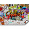 Papier peint murando panoramique artistique 300x210 cm - Revêtement mural décoration salon - Design moderne - Rouge gris jaune - Artistique graffiti coloré urbain mural adolescent f-A-0348-a-b