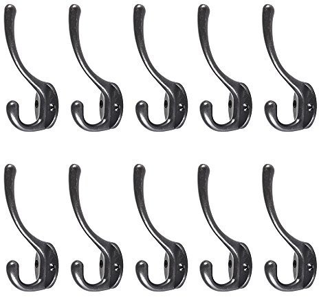 10X CLASSIC ANTIQUE INDUSTRIAL STYLE DOUBLE COAT HOOK CAST IRON HANGER TOP UK