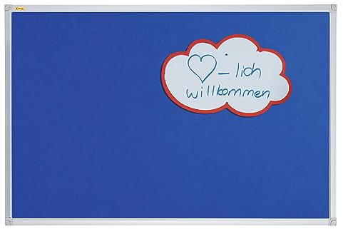 FRANKEN Filztafel X-tra!Line, 90 x 60 cm, pinnbar, mit Aluminiumrahmen, Notiztafel zur Wandbefestigung, blau, PT330203