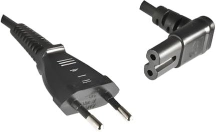 DINIC Stromkabel, Netzkabel mit Eurostecker auf C7 90° Grad unten, Oben gewinkelt (2,00m, schwarz)