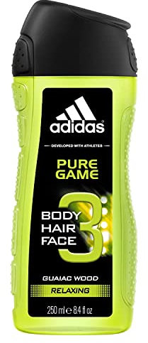 adidas Pure Game 3-in-1 Shower Gel for Men Cleans Body and Hair Pack of 6 x 250 ml