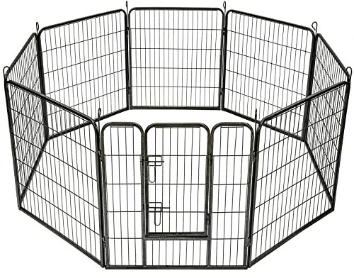tectake® Parc pour Chien et Petits Animaux Modulable & Pliable Enclos pour Chat extérieur Parc Chiot Cloture Anti Fugue Chien Grillage sans Toit, Portes avec Double verrou