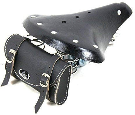 Montegrappa Sattel Vintage 3 Federn + Tasche Schwarz Ideal für City Bike - Graziella - R - Bike Vintage - Starrer Gang