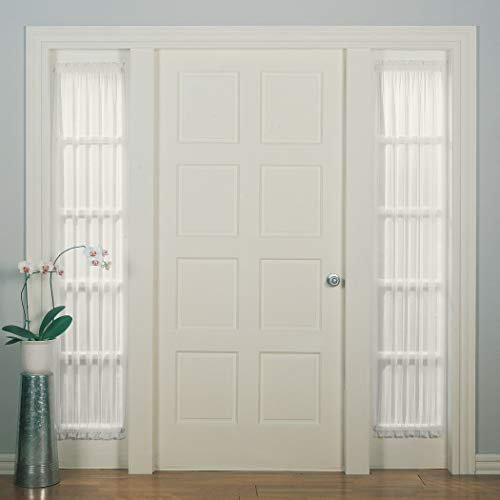 No. 918 Emily Sheer Voile Single Curtain, Fabric, Eggshell, 28 in x 72 in Door Sidelight Panel