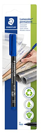STAEDTLER Lumocolor 317 Permanent Marker – Blau, M, 1,0 mm | Wasserfest für fast alle Oberflächen, schnelltrocknend – Folienstift – Art.-Nr. 317-3 BKDA