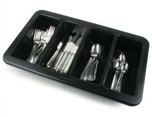 Genware CB1-1-BLK Cutlery Tray/Box, 1/1 13 x 21, Black