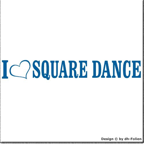 cartattoo4you® AL-00336 | I Love (als Herz) Square Dance | Autoaufkleber Aufkleber Farbe hellblau, in 24 Farben erhältlich, glänzend 20 x 3 cm Waschstrassenfest, Motiv Copyright by dh-Folien