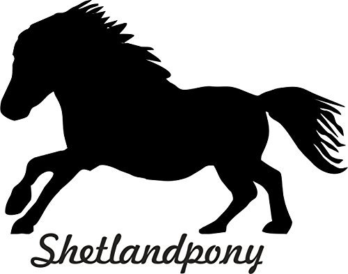 2x Auto Aufkleber  SHETLANDPONY  Pferd 2x Car Sticker Konturgeschnitten (ca. 11x9 cm) (Schwarz)