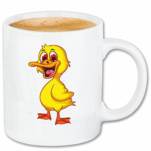 Reifen-Markt Kaffeetasse LACHENDES KÜKEN VERDREHT KOPF VOGELARTEN TAUBEN KOLIBRIS FINKEN AMSEL TROSSEL FINK STAR Keramik 330 ml in Weiß