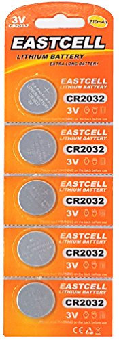 5 x CR2032 3V Lithium Knopfzelle 210 mAh (1 Blistercard a 5 Batterien) EINWEG EASTCELL