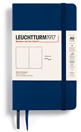 LEUCHTTURM1917 349302 Notizbuch Pocket (A6), Softcover, 123 nummerierte Seiten, Blanko, Marine