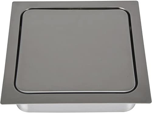 Trappe carrée de poubelle pour plan de travail - Amortisseur : Avec - Décor : Inox brossé - Encastrement : 147 x 147 mm - Fixation : A encastrer - Largeur : 170 mm - Longueur : 170 mm - Matériau : Ino