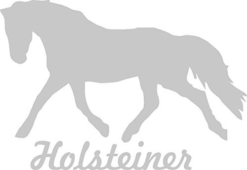 Werbetechnik Sotirios Papoutsis 2X Auto Aufkleber HOLSTEINER Pferd 2X Car Sticker Konturgeschnitten (ca. 11x8 cm) (Silber)