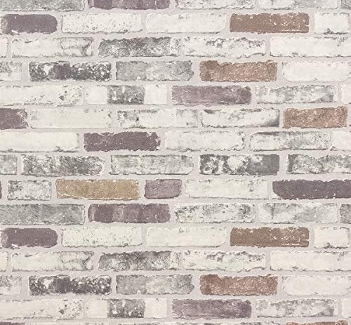 ERISMANN Brix 6703-10 Vinyl-Tapete, Ziegelstein-Effekt, geprägt, strukturiert, Grau