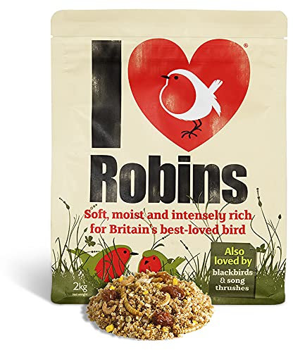 No Grow Bird Seed Mix for Wild Birds. Bird Feed - Jacobi Jayne I Love Robins - Robin Bird Food 2kg. Offer Mess Free Robin mix for Garden Birds like Blue Tits, Blackbirds and Songbirds