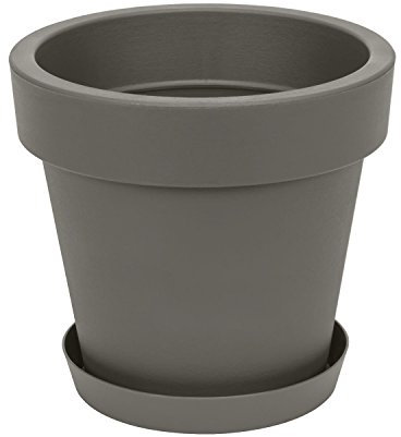 Prosperplast Blumentopf Übertopf inkl. Untersetzer Blumenkübel 34.5 x 32 cm grau Pflanzkübel Pflanztopf Kunststoff Lofly