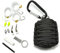 Ganzoo Paracord 550 Survival – Kit, 12 teiliges Set als Überlebensausrüstung, Outdoor Set, Survival Set, Marke Ganzoo (Schwarz)