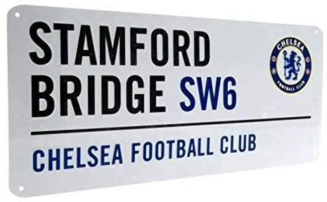 Chelsea FC Football Club White Stamford Bridge Metal Street Wall Sign Official