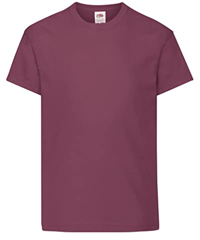Fruit of the Loom Unisex Kids Original Crew Neck Short Sleeve T-Shirt, Red (Burgunderrot), 14-15 Years (Manufacturer Size: 164)