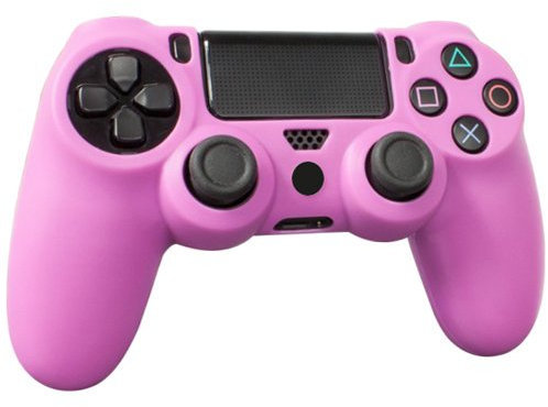 ZedLabz pro soft silicone skin grip protective cover for Sony PS4 controller rubber bumper case with ribbed handle grip [Playstation 4] (Pink)