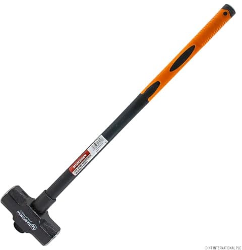 14Lb Sledge Hammer - Long Handle Comfort Grip Fibreglass Rubber Shaft DIY Hardware | Drop Forged Head | Rubberised Handle - Building and Demolition Work