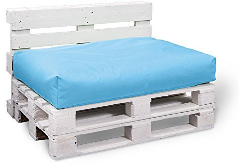 BuBiBag Palettenkissen - Beanbag Sitzauflage für Paletten | Sitzfläche für In & Outdoor | Sitzkissen in versch. Größe & versch. Farbe (120x60x15, Hellblau)