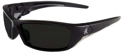 EDGE SR116 Reclus Wrap-Around Safety Glasses, Anti-Scratch, Non-Slip, UV 400, Military Grade, ANSI/ISEA & MCEPS Compliant, 5.04 Wide, Black Frame/Smoke Lens