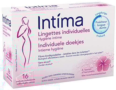INTIMA Lot de 2 Boites de 16 Lingettes Hygiène Intime en Sachet Individuel