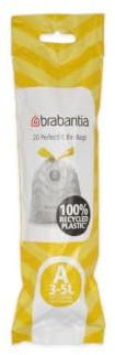 Brabantia 311727 Bin Liners - Waste Bags, Plastic bag code A (3 litre) 20 bag
