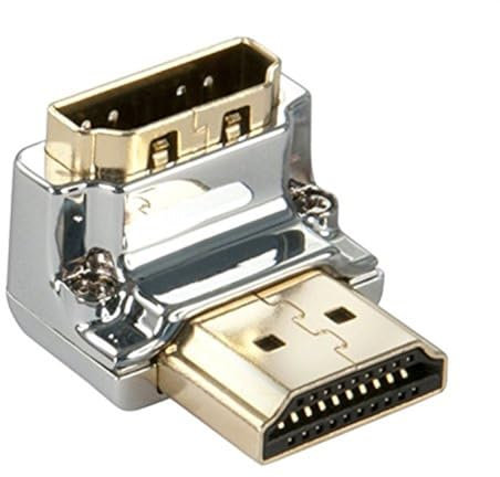 Lindy CROMO HDMI Male to HDMI Female 90 Degree Right Angle Adapter - Down, Black