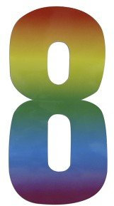 WHL Pack of 3 Wheelie Bin House Numbers - Rainbow Number 8