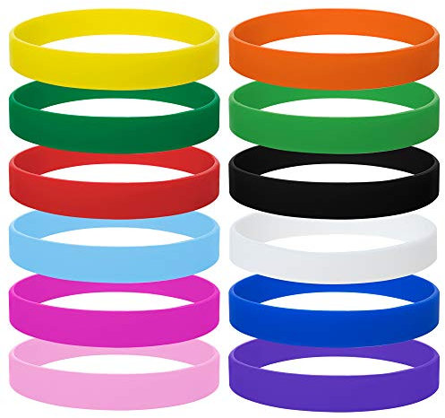 GOGO 120 Pezzi di Braccialetti di Gomma per Bambino, Braccialetti in Silicone, Accessori per Feste, Braccialetto Elastico Multicolore - Colori Assortiti