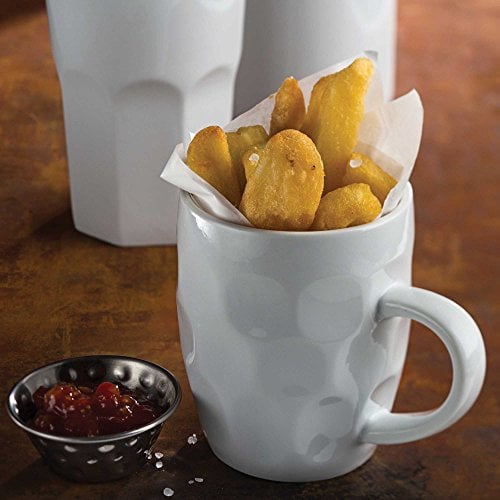 Utopia Titan Ceramic Dimple Mug 20oz / 568ml - White Beer Tankard for Use as a Chip Cup and Food Presentation