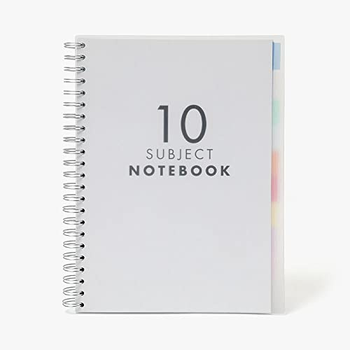 Paperchase A4 Translucent 10 Subject Notebook, Subject Dividers, 150 Sheets (300 Pages) of Ruled White Ruled Paper RinTalen