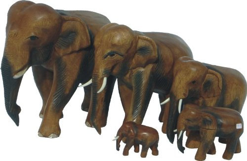 Kunsthandwerk Asien 1 Elefant laufend, Holz-Elefant, Höhe:17 cm