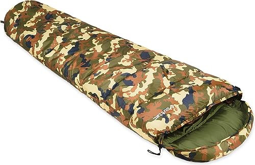 Outtec Schlafsack mit Kapuze, Mumienschlafsack, Ultraleicht Schlafsack Kleines Packmaß, Hüttenschlafsack, Schlafsack Kinder und Erwachsene, Schlafsack Outdoor, Deckenschlafsack (Taenmuster)